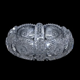 Bowl, Rolled Rim, American Brilliant Cut Glass, Olga Pattern by CF Monroe