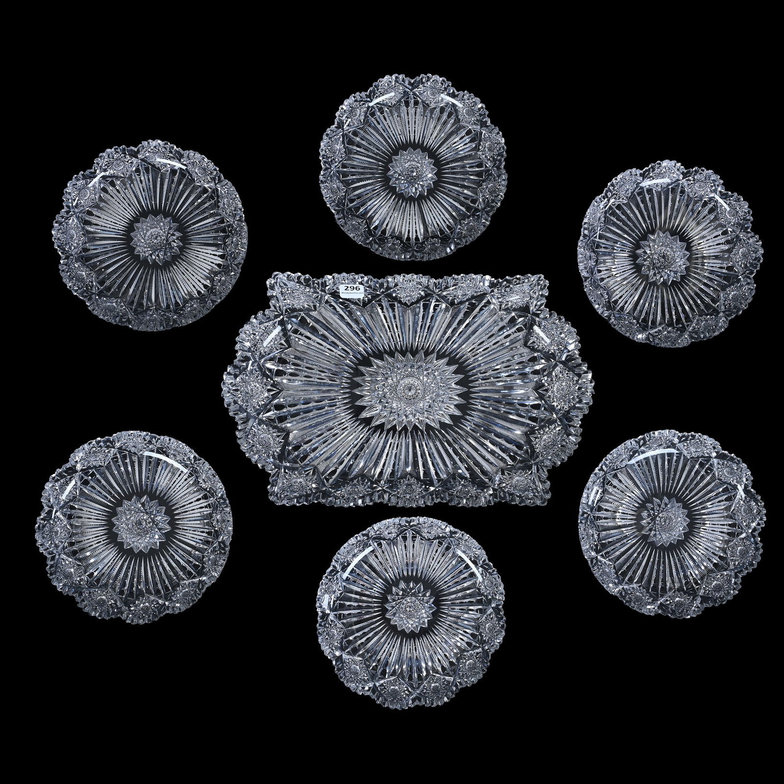 Ice Cream Set, American Brilliant Cut Glass, Pattern Resembles Hindoo Pattern By J. Hoare (1 of 4)