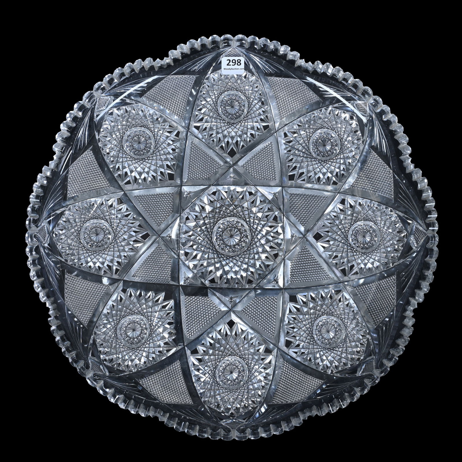 Round Tray, American Brilliant Cut Glass, Hobstar, Strawberry Diamond And Fan Motif (1 of 2)