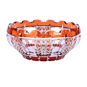 Bowl, Brilliant Period Cut Glass, Apricot Cut To Clear