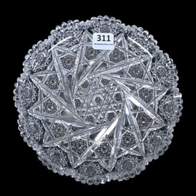 Plate, American Brilliant Cut Glass, Signed J. Hoare Quincy Pattern