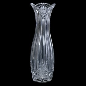 Vase, American Brilliant Cut Glass, Hindoo Pattern By J. Hoare