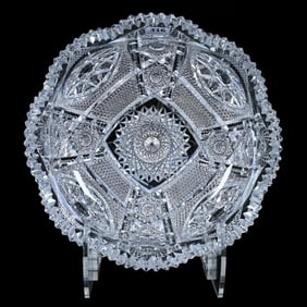 Bowl, American Brilliant Cut Glass, Signed Clark Waldorf Pattern