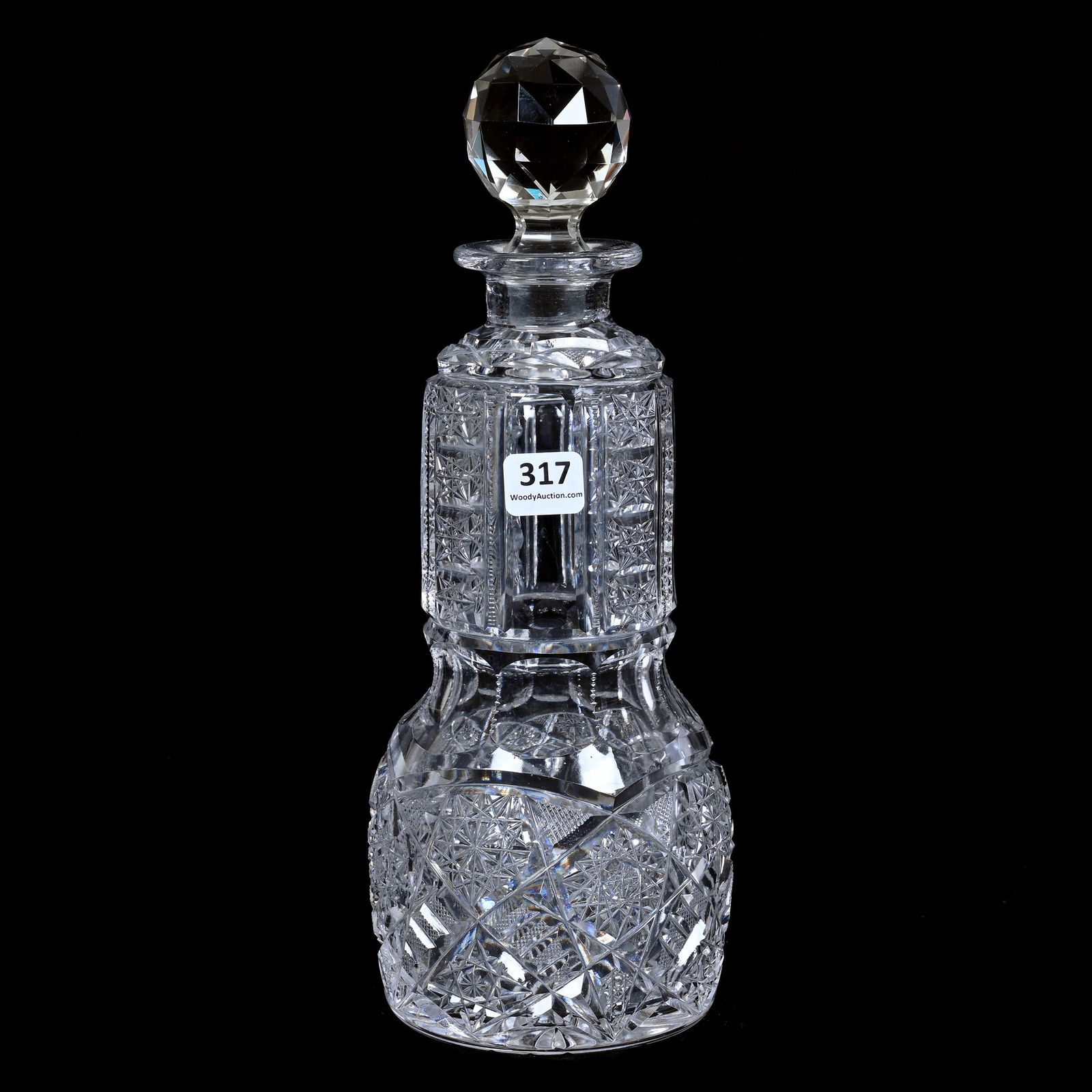 Decanter, American Brilliant Cut Glass, Rare Form, Tokio Pattern By Krantz-Smith (1 of 4)