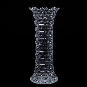 Vase, American Brilliant Cut Glass, Complete Honeycomb Pattern