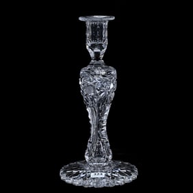 Candlestick, Single, American Brilliant Cut Glass, Signed Egginton Victoria Pattern