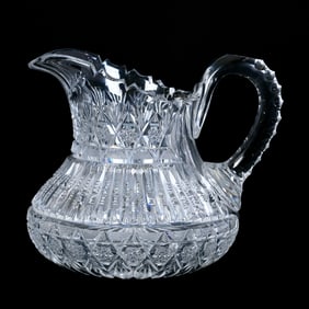 Pitcher, American Brilliant Cut Glass, Signed Pitkin & Brooks Derby Pattern