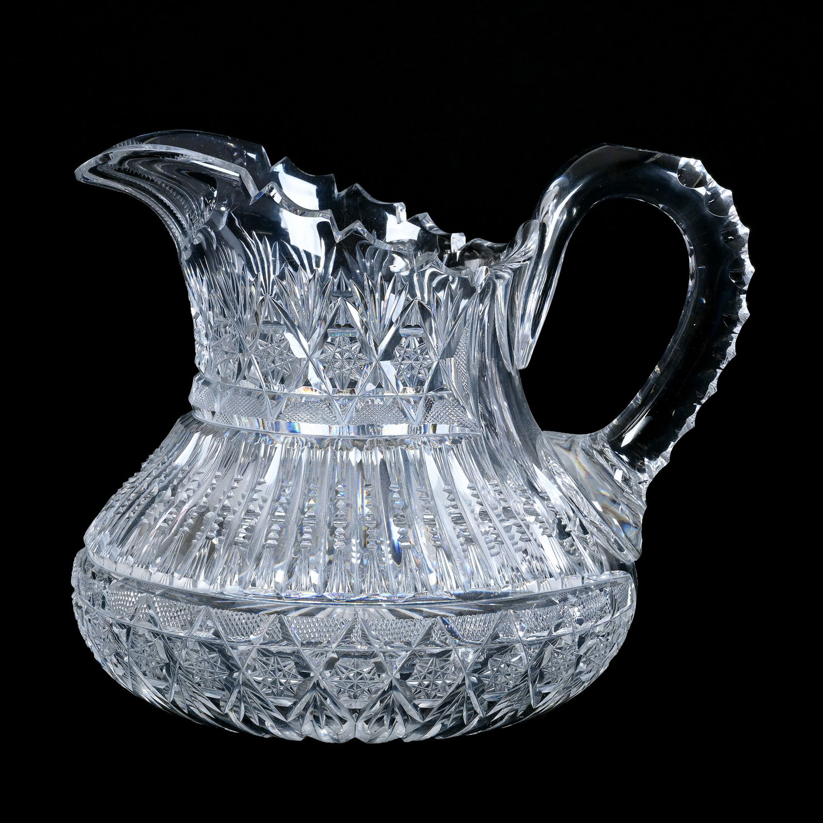 Pitcher, American Brilliant Cut Glass, Signed Pitkin & Brooks Derby Pattern (1 of 4)