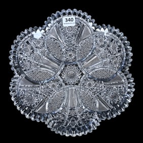 Plate, American Brilliant Cut Glass, Climax Pattern By Empire