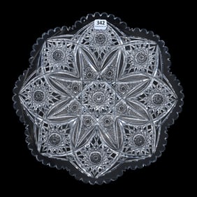 Round Tray, American Brilliant Cut Glass, Pattern #17 By Elmira