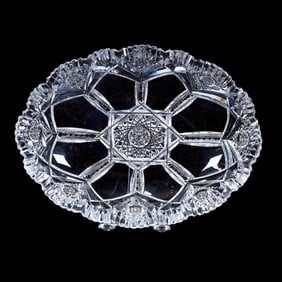 Oval Tray, American Brilliant Cut Glass, Signed Sinclaire Westminster Pattern