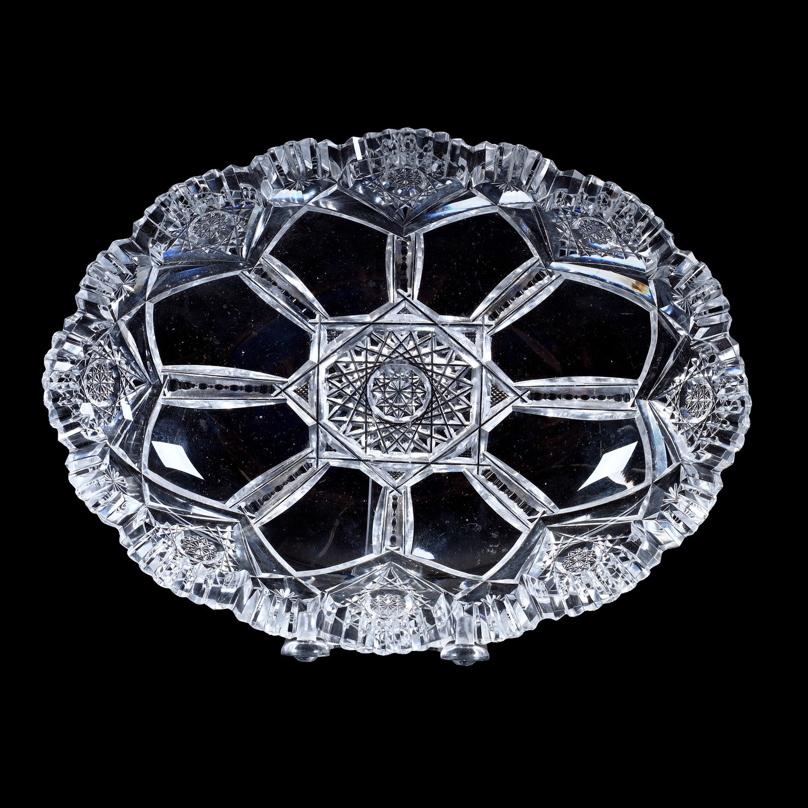 Oval Tray, American Brilliant Cut Glass, Signed Sinclaire Westminster Pattern (1 of 2)