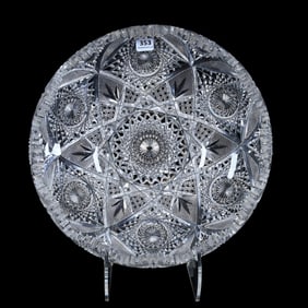 Bowl, Rolled Rim, American Brilliant Cut Glass, Pattern #100 By Elmira