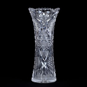Vase, American Brilliant Cut Glass, Signed Libbey Pattern #87