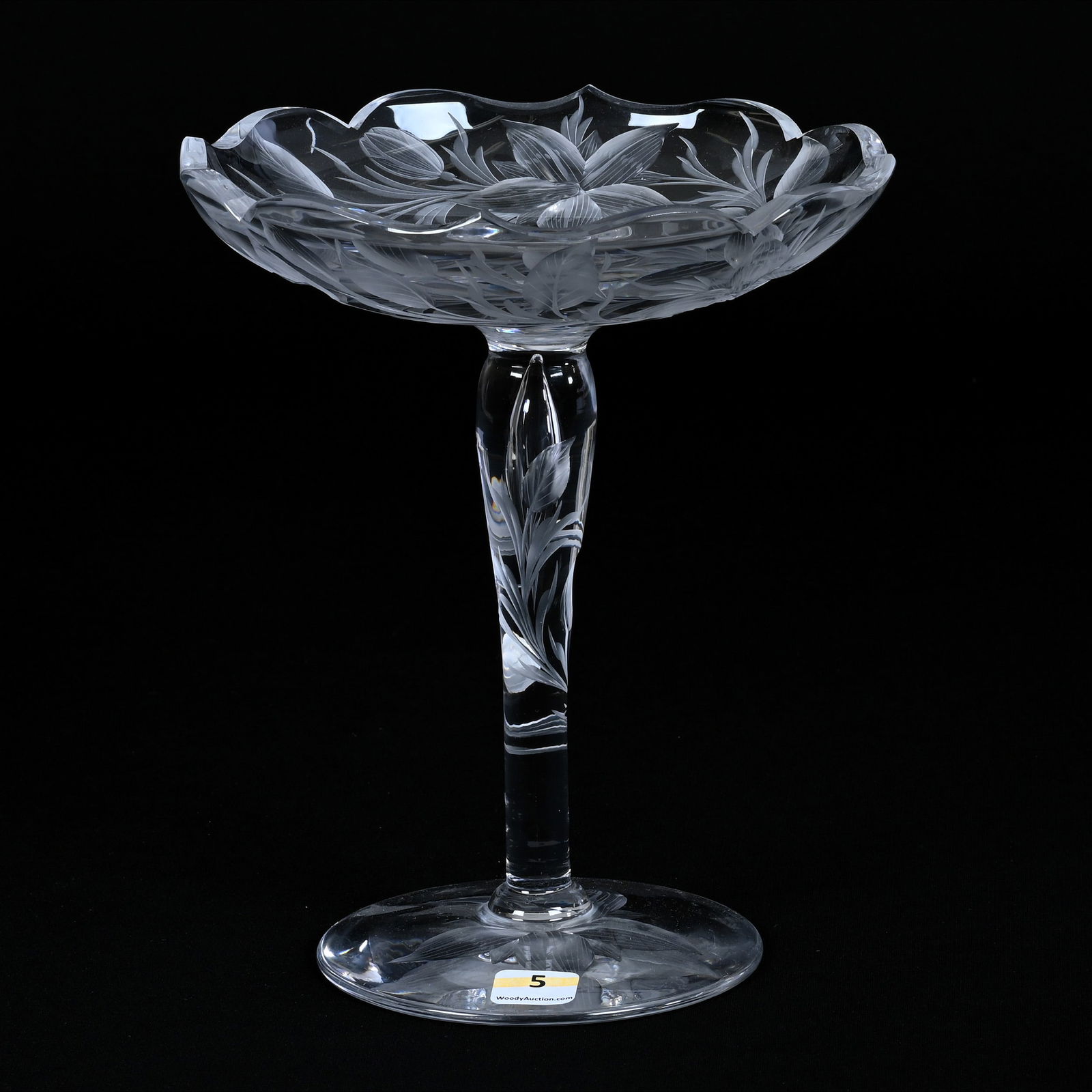 Compote, American Brilliant Cut Glass, Signed Tuthill Engraved Wood Lily Pattern (1 of 3)