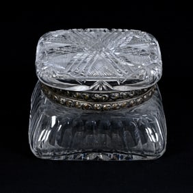 Hinged Jewel Box, American Brilliant Cut Glass