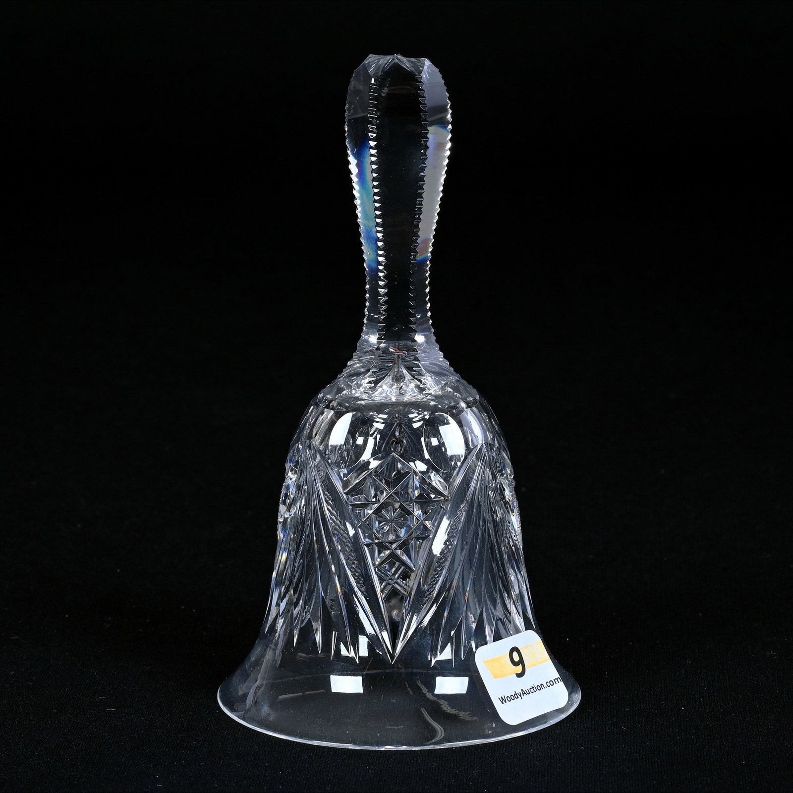 Bell, American Brilliant Cut Glass, Hobstar, Vesica And Fan Motif: Bell, American Brilliant Cut Glass, Hobstar, Vesica And Fan Motif, 5.5" x 3", Possible Professional Touch-Up To Top Of Handle, California Private Collection.