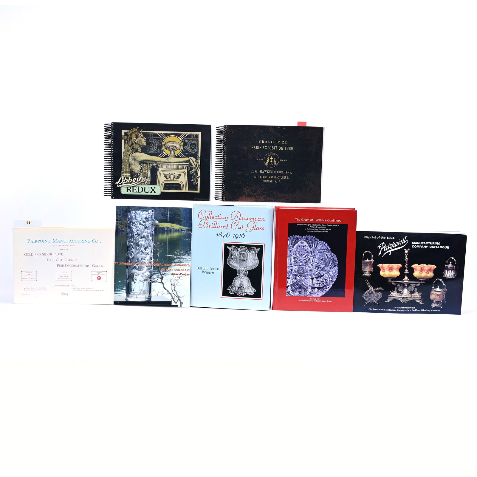 (7) Books And Catalogs About American Brilliant Cut Glass: (7) Books And Catalogs About American Brilliant Cut Glass, (1) Collecting American Brilliant Cut Glass By Bill And Louise Boggess, 1992, (1) Chain Of Evidence Continues By Lindajo Hare For Willima C. 