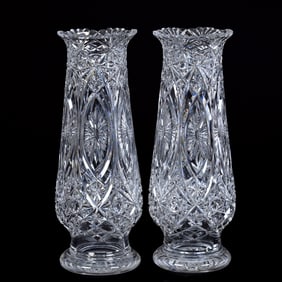 Pair Vases, BPCG, Attributed To Baccarat, Circa 1920