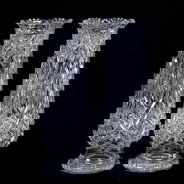 Pair Vases, BPCG, Attributed To Baccarat, Circa 1920
