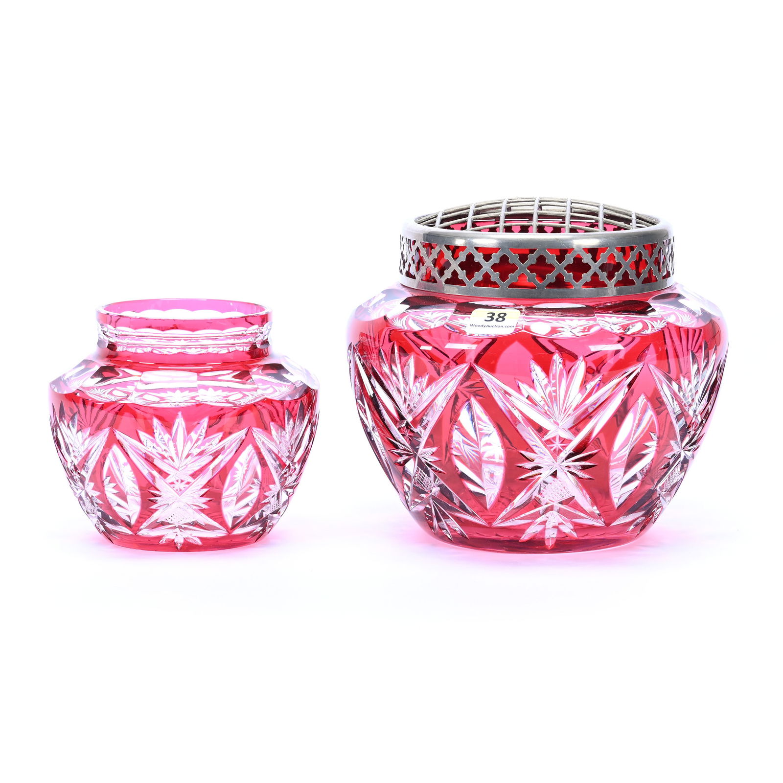 Flower Pot And Vase, BPCG, Cranberry Cut To Clear (1 of 3)