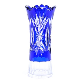 Vase, BPCG, Cobalt Blue Cut To Clear