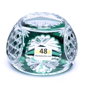 Paperweight, BPCG, Emerald Green Cut To Clear Attributed To Val St. Lambert