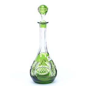 Decanter, BPCG, Green Cut To Clear, Attributed To Val St. Lambert
