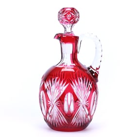 Ovoid Decanter, BPCG, Red Cut To Clear