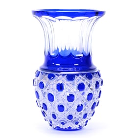 Vase, BPCG, Cobalt Blue Cut To Clear