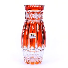 Vase, BPCG, Apricot Cut To Clear Attributed To Val St. Lambert