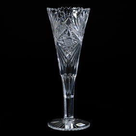 Trumpet Vase, BPCG, Hobstar And Fan Motif