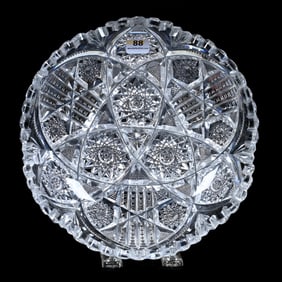 Bowl, American Brilliant Cut Glass, Signed Libbey Corona Pattern