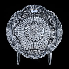 Ice Tub, Tab Handles, American Brilliant Cut Glass, Peerless Pattern By Empire