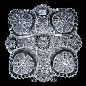 Square Bowl, American Brilliant Cut Glass, Chicago Pattern By Fry