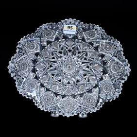 Oval Tray, American Brilliant Cut Glass, Brazilian Pattern By Hawkes