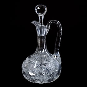 Decanter, American Brilliant Cut Glass, Pinwheel With Hobstar Base