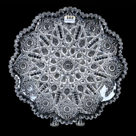 Round Plate, American Brilliant Cut Glass, Juliette Pattern By Irving