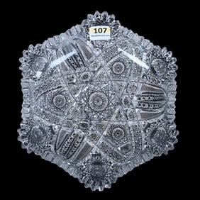 Nappy, Six-Sided, American Brilliant Cut Glass, Carolyn Pattern By J. Hoare