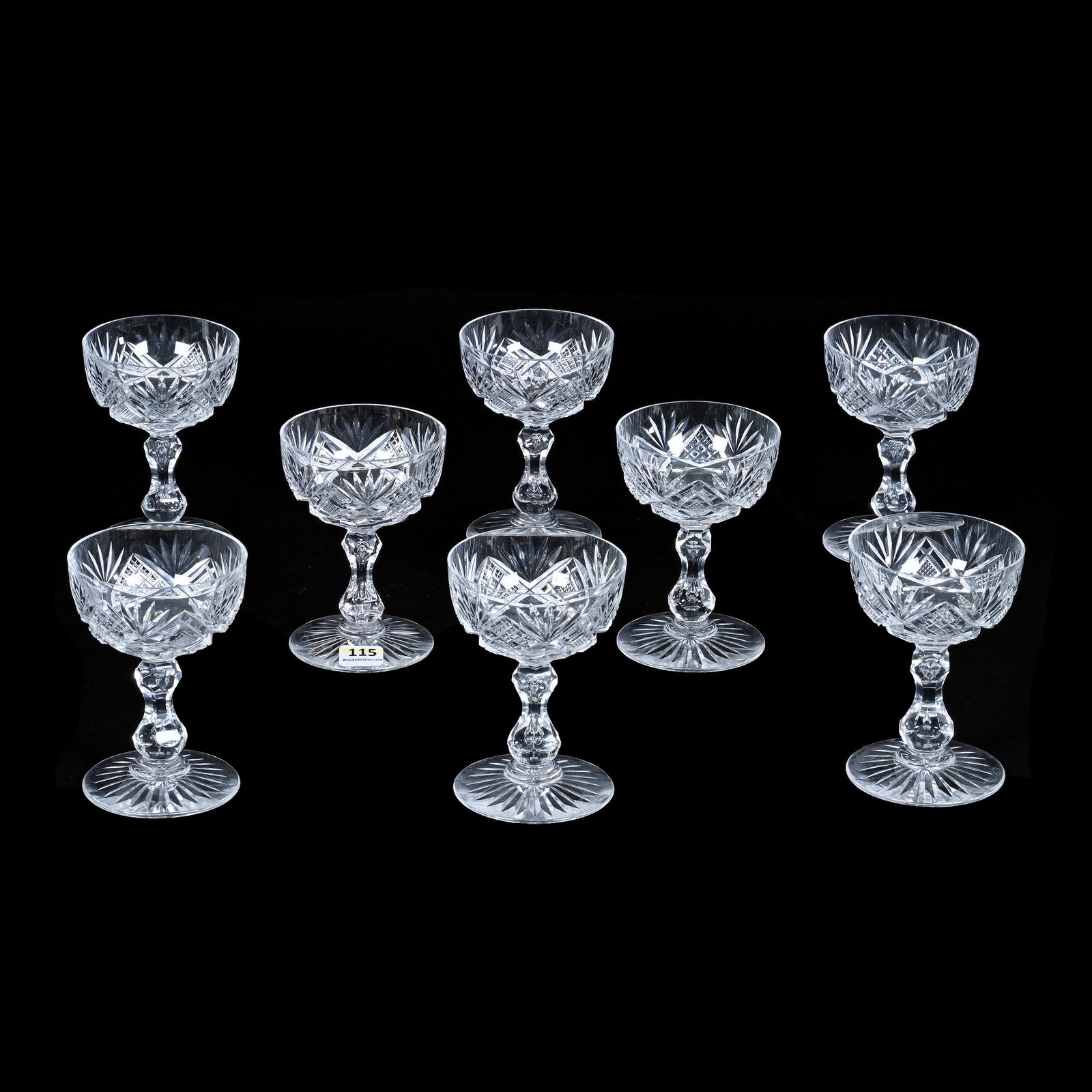 (8) Champagne Stems, American Brilliant Cut Glass, Harvard Pattern By Libbey (1 of 3)