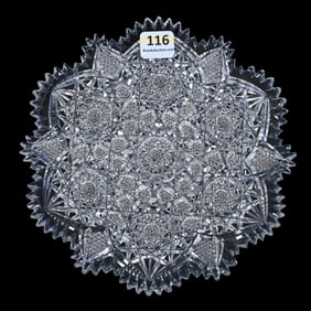 Plate, American Brilliant Cut Glass, Seneca Pattern By Empire