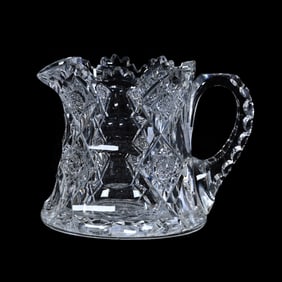 Creamer, American Brilliant Cut Glass, Signed Hawkes Queens Pattern
