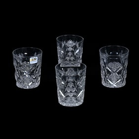 (4) Tumblers, American Brilliant Cut Glass, Queens Pattern Attributed To Hawkes