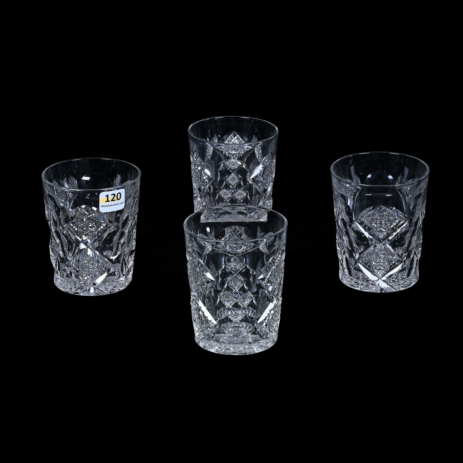 (4) Tumblers, American Brilliant Cut Glass, Queens Pattern Attributed To Hawkes (1 of 3)