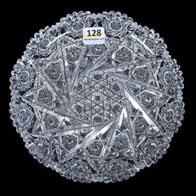 Plate, American Brilliant Cut Glass, Signed J. Hoare Quincy Pattern