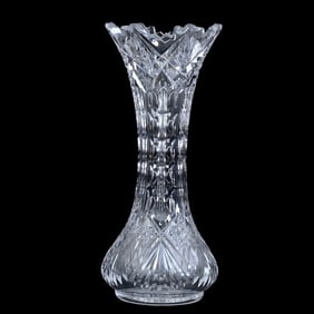Vase, American Brilliant Cut Glass, Iris Pattern By Clark