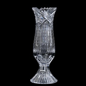 Pedestal Vase, American Brilliant Cut Glass, Queen Pattern By Bergen
