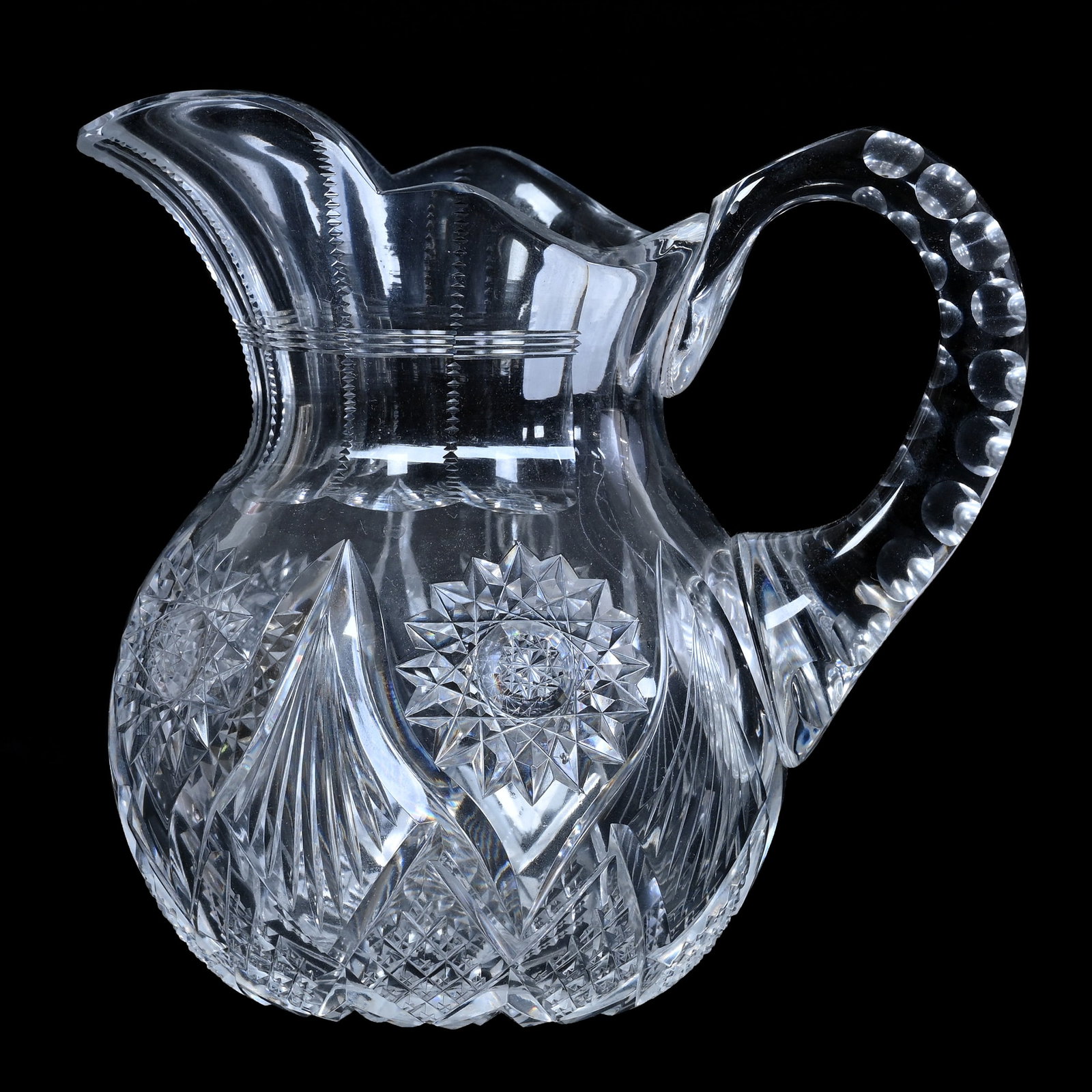 Creamer, American Brilliant Cut Glass, Essex Pattern By Dorflinger: Creamer, American Brilliant Cut Glass, Essex Pattern By Dorflinger, 5.25" x 5.25", Rim Nick, Estate of Paul Pellet, Texas.