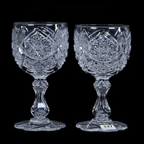 Pair Goblets, ABCG, Exceptional Hobstar, Peerless Pattern, Higgins & Seiter