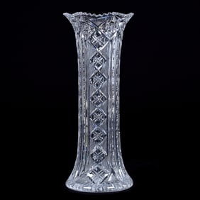 Vase, ABCG, Columns Of Crosscut Diamond, Strawberry Diamond And Prism Motif